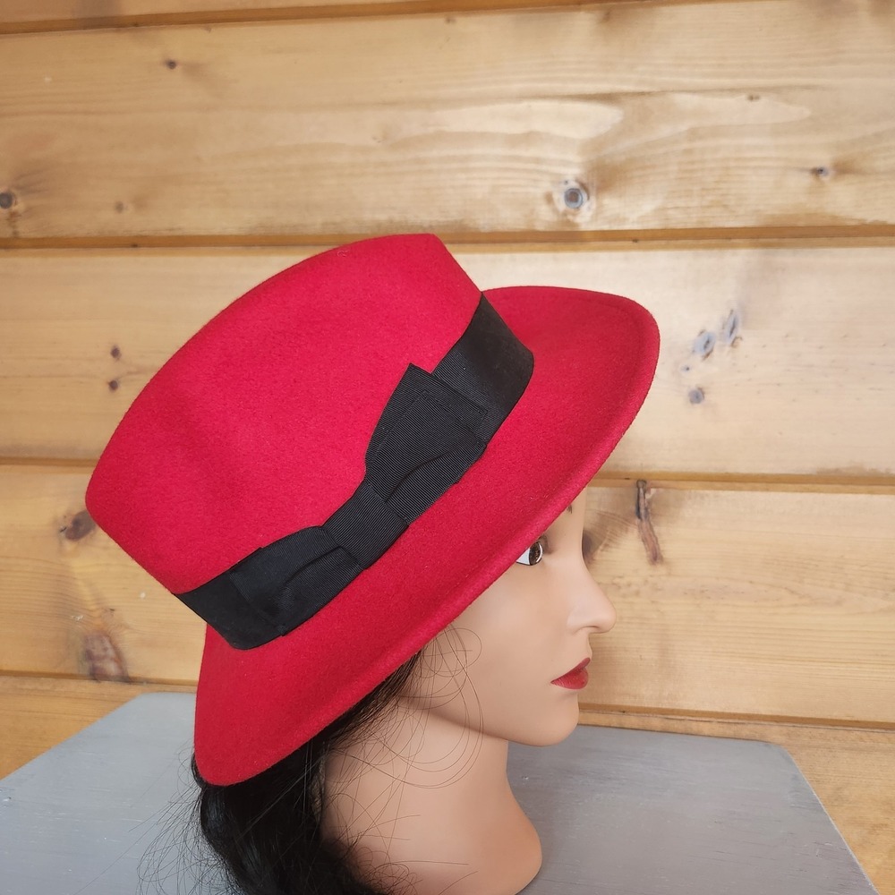 Mens Bruno Capelo Hat Australian 100% Wool Pinch Fedora Red Lowrider Ribbon Trim